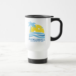 Pickleball Tropical Palm Tree Sun Your Custom Text Travel Mug