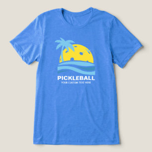 Pickleball Tropical Palm Tree Sun Your Custom Text Tri-Blend Shirt
