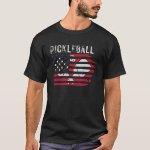 Pickleball US Flag Vintage Pickleball Paddle 4th o T-Shirt