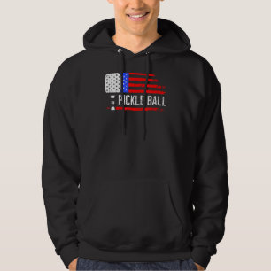 Pickleball US Flag Vintage Pickleball Paddle Hoodie
