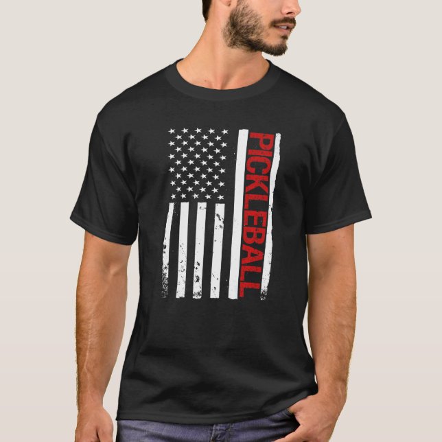 Pickleball USA American Flag T-Shirt (Front)