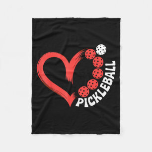 Pickleball valentine day heart fleece blanket