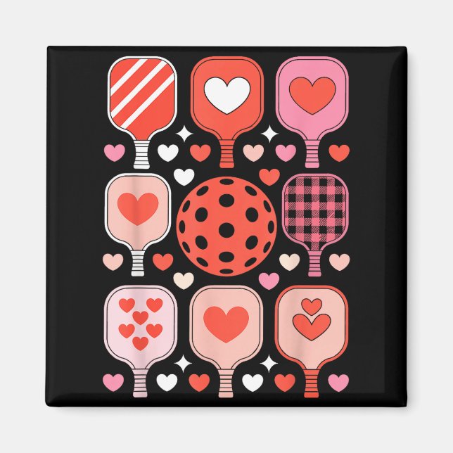 Pickleball valentine's day funny heart paddleball magnet (Front)