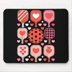 Pickleball valentine's day funny heart paddleball mouse pad