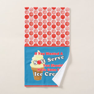 Pickleball Vanilla Soft Serve Cone Red White Blue Hand Towel