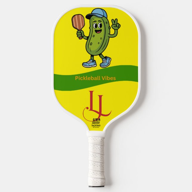 Pickleball Vibes Cartoon Pickle Paddle (Front)