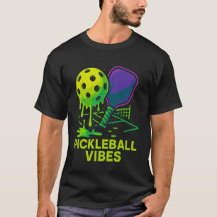 Pickleball Vibes Drippy Ice Cream Court Paddleball T-Shirt