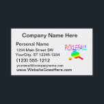 pickleball w paddle and ball rainbow. business card<br><div class="desc">pickleball w paddle and ball rainbow.</div>