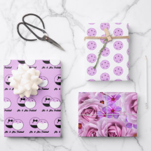 Pickleball Wedding Lavender Personalise Gift Wrap 