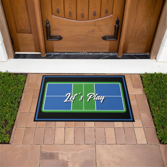 Pickleball Welcome Mat Blue Green Personalised (Outdoor)