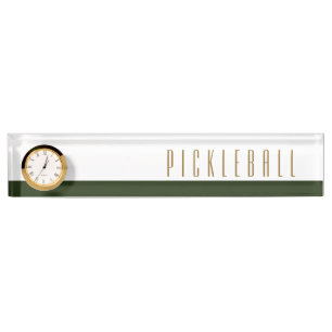 PICKLEBALL White Bold Green Colour Block Clock Nameplate