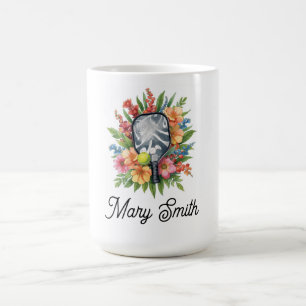Pickleball with beautiful flowers coffee mug