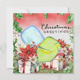 Pickleball with Christmas Frame Holiday Card