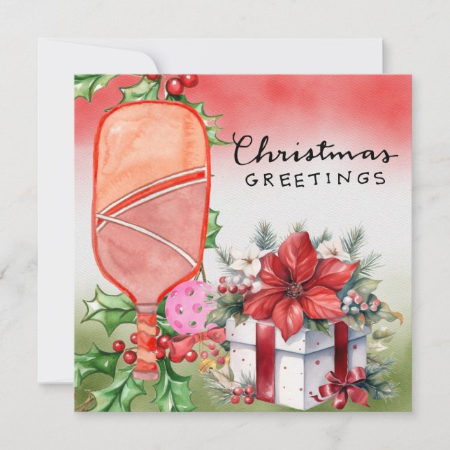 Pickleball with Christmas Frame Holiday Card (Front)