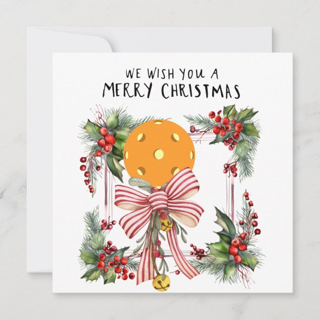 Pickleball with Christmas Frame Holiday Card (Front)