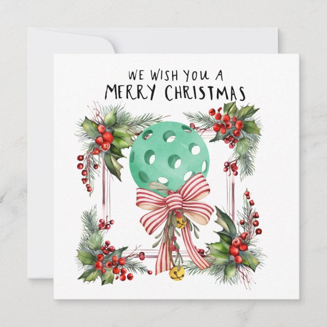 Pickleball with Christmas Frame Holiday Card (Front)