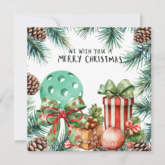 Pickleball with Christmas Frame Holiday Card (Front)