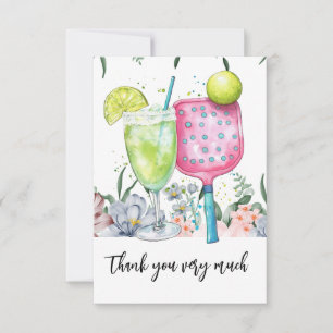 Pickleball with Flower watercolor Thank You Card
