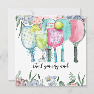 Pickleball with Flower watercolor Thank You Card