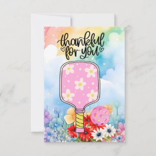Pickleball with flowers thank you card