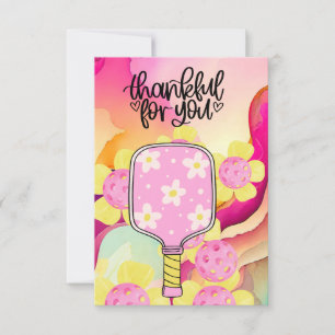 Pickleball with flowers thank you card