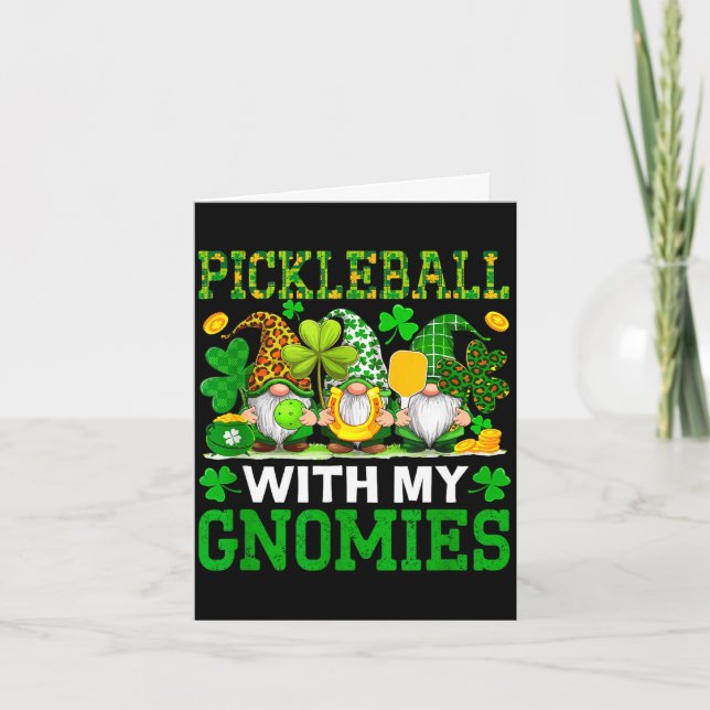 Pickleball with gnomies st. patrick's day player card (Front)