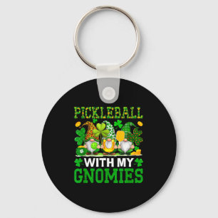 Pickleball with gnomies st. patrick's day player key ring
