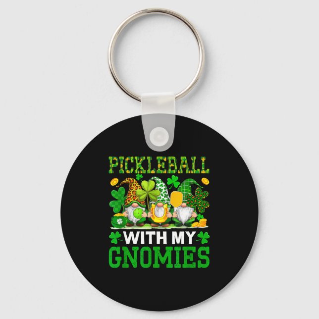 Pickleball with gnomies st. patrick's day player key ring (Front)