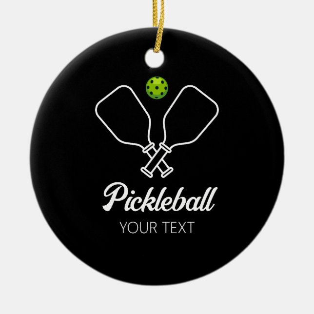 Pickleball with Paddles & Ball Personalised        Ceramic Ornament (Front)