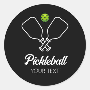Pickleball with Paddles & Ball Personalised  Classic Round Sticker