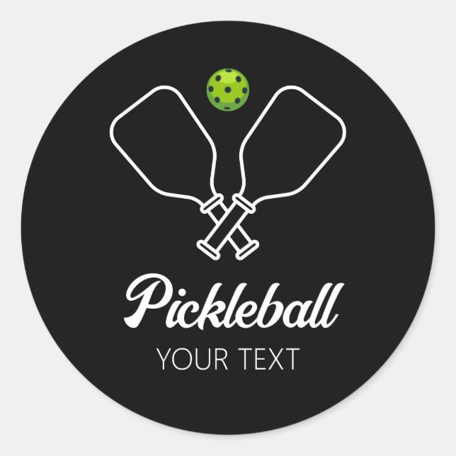 Pickleball with Paddles & Ball Personalised  Classic Round Sticker (Front)