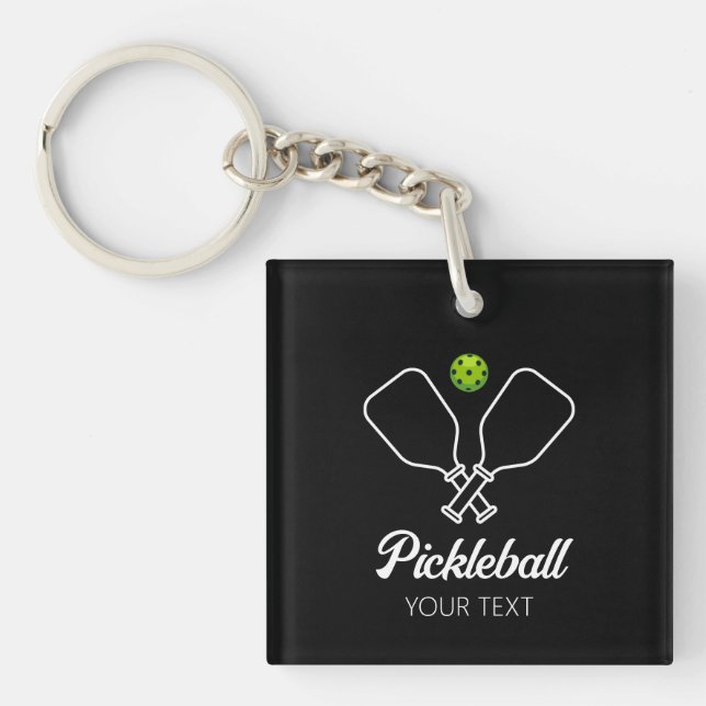 Pickleball with Paddles & Ball Personalised  Key Ring (Front)