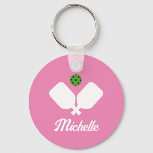 Pickleball with Paddles & Ball Personalised Name Key Ring