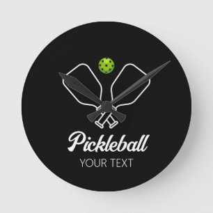 Pickleball with Paddles & Ball Personalised  Round Clock