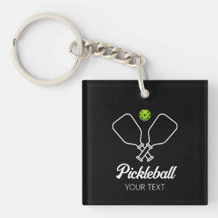Pickleball with Paddles & Ball Personalized  Key Ring