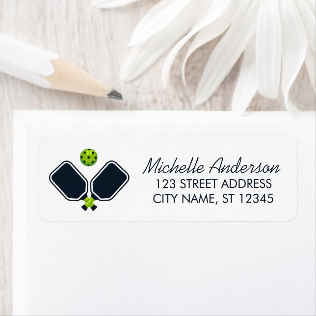 Pickleball with Paddles & Ball  Return Address  Return Address Label (Insitu)