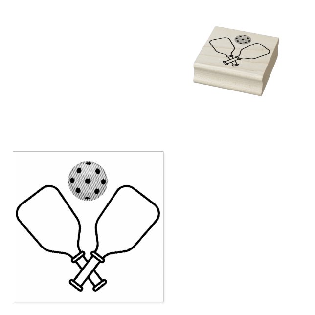 Pickleball with Paddles & Ball  Rubber Stamp (Stamped)