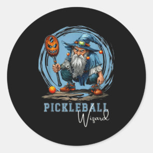 Pickleball wizard funny fantasy sports art  classic round sticker