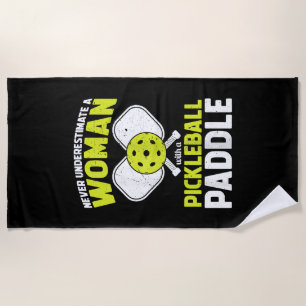 Pickleball Woman Funny Pickleball Player Gift Beach Towel