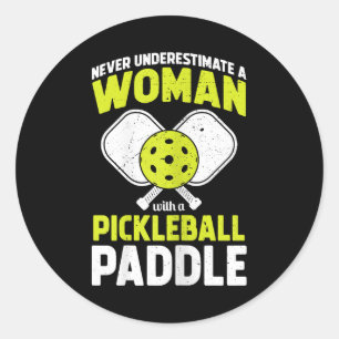 Pickleball Woman Funny Pickleball Player Gift Classic Round Sticker