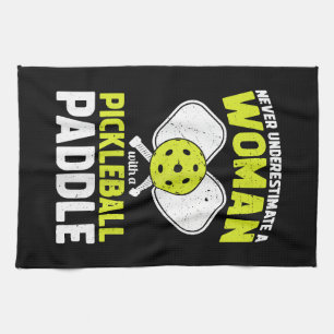 Pickleball Woman Funny Pickleball Player Gift Tea Towel