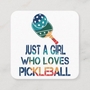 Pickleball women rainbow square business card