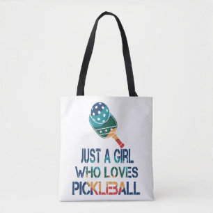 Pickleball women rainbow tote bag