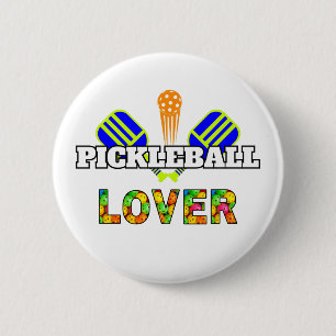 Pickleball Word Crossed Paddles Ball Lover Design 6 Cm Round Badge