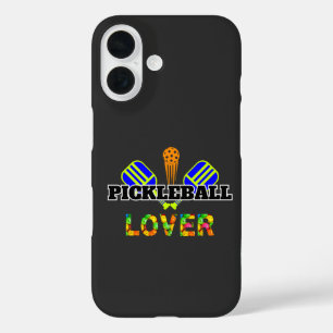 Pickleball Word Crossed Paddles Ball Lover Design iPhone 16 Case