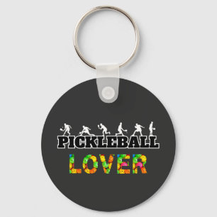 Pickleball Word Male Silhouettes Lover Ball Key Ring