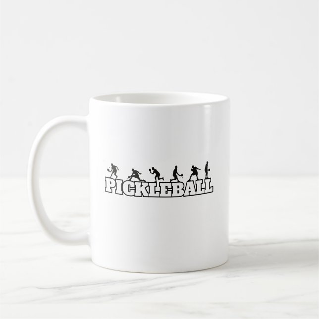 Pickleball Word Player Silhouettes Sport Action Coffee Mug (Left)
