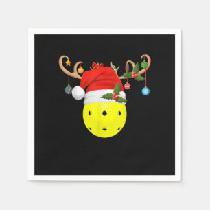 Pickleball Xmas Gift Reindeer Santa Hat Pickleball Napkin