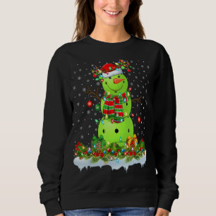 Pickleball Xmas Lighting Funny Snowman Pickleball Sweatshirt