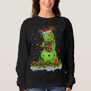 Pickleball Xmas Lighting Funny Snowman Pickleball Sweatshirt
